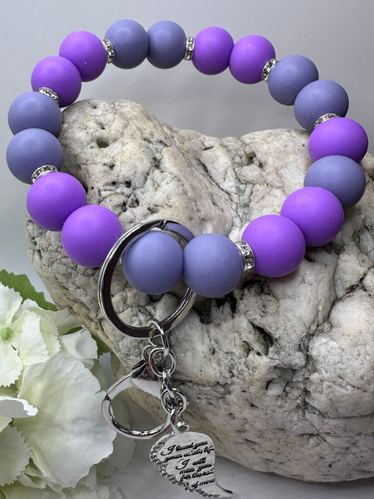 Angel Balls  Schlüsselanhänger Engelsflügel Lila/Purple mit Anhänger Silber Handmade